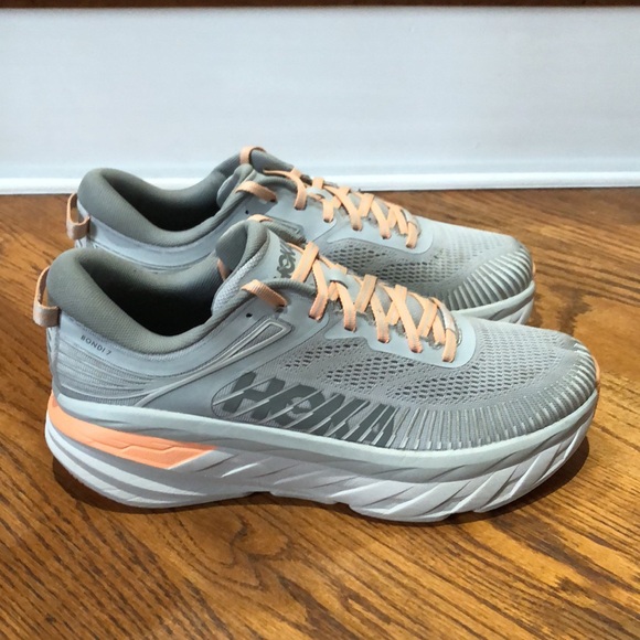 Hoka Bondi 7 Women’s Running Shoes Sz 10 HARBOR MIST / SHARKSKIN